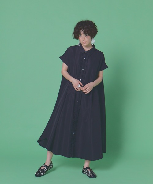manana suerte(マニャーナスエルテ)の「フリルシャツワンピース(ワンピース・レディース・ブラック/オレンジ・FREE)」の19枚目の写真