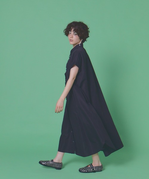manana suerte(マニャーナスエルテ)の「フリルシャツワンピース(ワンピース・レディース・ブラック/オレンジ・FREE)」の20枚目の写真