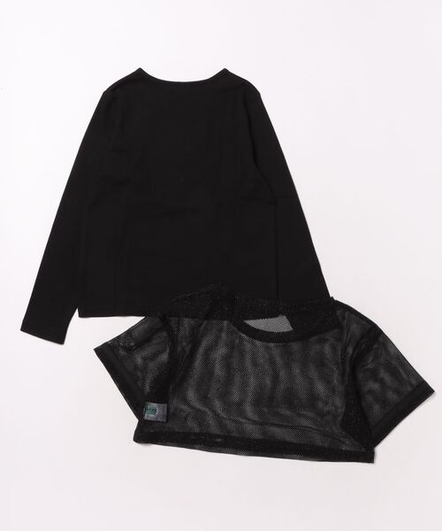 HAKKA KIDS（ハッカキッズ）の「ラメメッシュレイヤード長袖Tシャツ（Tシャツ/カットソー・キッズ・ブラック/オフホワイト・120cm/130cm）」の3枚目の写真
