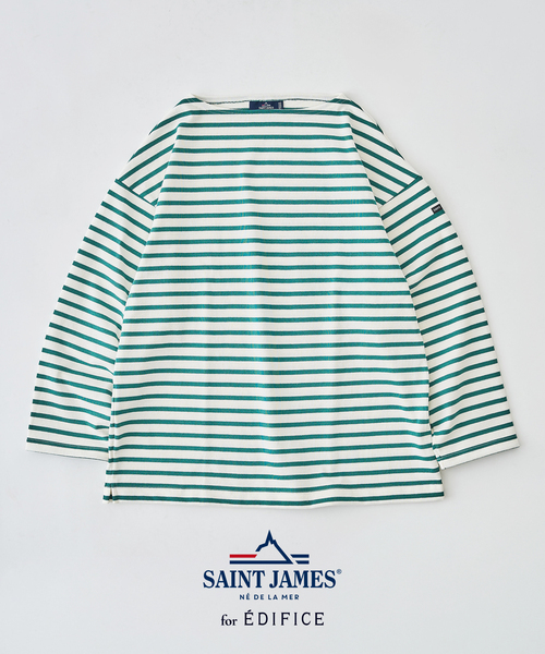 SAINT JAMES（セントジェームス）の「SAINT JAMES (セントジェームス) 別注 ウエッソン ルーズ ボーダー（Tシャツ/カットソー・メンズ・グリーン/コバルトブルー/ネイビー/キャメル/ブラウン系その他・5/6/4）」の2枚目の写真