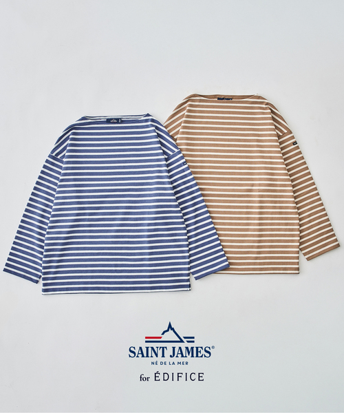 SAINT JAMES（セントジェームス）の「SAINT JAMES (セントジェームス) 別注 ウエッソン ルーズ ボーダー（Tシャツ/カットソー・メンズ・グリーン/コバルトブルー/ネイビー/キャメル/ブラウン系その他・5/6/4）」の8枚目の写真