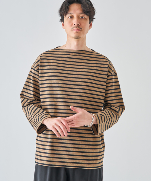 SAINT JAMES（セントジェームス）の「SAINT JAMES (セントジェームス) 別注 ウエッソン ルーズ ボーダー（Tシャツ/カットソー・メンズ・グリーン/コバルトブルー/ネイビー/キャメル/ブラウン系その他・5/6/4）」の11枚目の写真