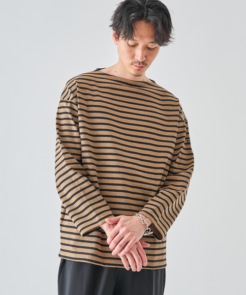 SAINT JAMES（セントジェームス）の「SAINT JAMES (セントジェームス) 別注 ウエッソン ルーズ ボーダー（Tシャツ/カットソー・メンズ・グリーン/コバルトブルー/ネイビー/キャメル/ブラウン系その他・5/6/4）」の14枚目の写真