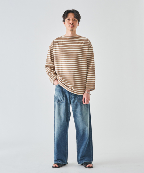 SAINT JAMES（セントジェームス）の「SAINT JAMES (セントジェームス) 別注 ウエッソン ルーズ ボーダー（Tシャツ/カットソー・メンズ・グリーン/コバルトブルー/ネイビー/キャメル/ブラウン系その他・5/6/4）」の16枚目の写真