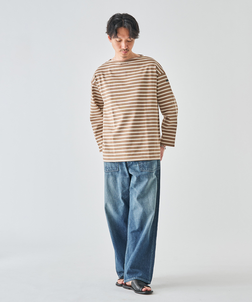 SAINT JAMES（セントジェームス）の「SAINT JAMES (セントジェームス) 別注 ウエッソン ルーズ ボーダー（Tシャツ/カットソー・メンズ・グリーン/コバルトブルー/ネイビー/キャメル/ブラウン系その他・5/6/4）」の17枚目の写真