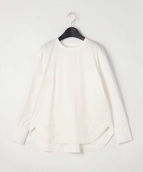 Gabardine K.T(ギャバジンケーティー)の「プレーティング天竺 袖カフスカットソー(Tシャツ/カットソー・レディース・ブラック/ライトグレー/ホワイト・9号/11号)」の1枚目の写真
