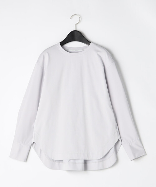 Gabardine K.T(ギャバジンケーティー)の「プレーティング天竺 袖カフスカットソー(Tシャツ/カットソー・レディース・ブラック/ライトグレー/ホワイト・9号/11号)」の2枚目の写真