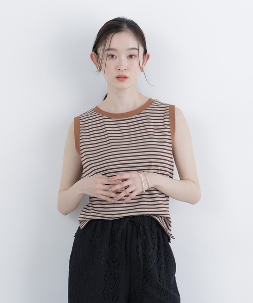 N.（N. Natural Beauty Basic）（エヌエヌナチュラルビューティーベーシック）の「【STAR＆STRIPE】ノースリーブボーダーカットソー（タンクトップ・レディース・ブルー系その他2/ブラウン系その他/ピンク系その他2・FREE）」の5枚目の写真