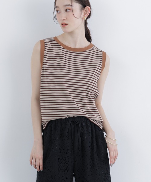 N.（N. Natural Beauty Basic）（エヌエヌナチュラルビューティーベーシック）の「【STAR＆STRIPE】ノースリーブボーダーカットソー（タンクトップ・レディース・ブルー系その他2/ブラウン系その他/ピンク系その他2・FREE）」の6枚目の写真