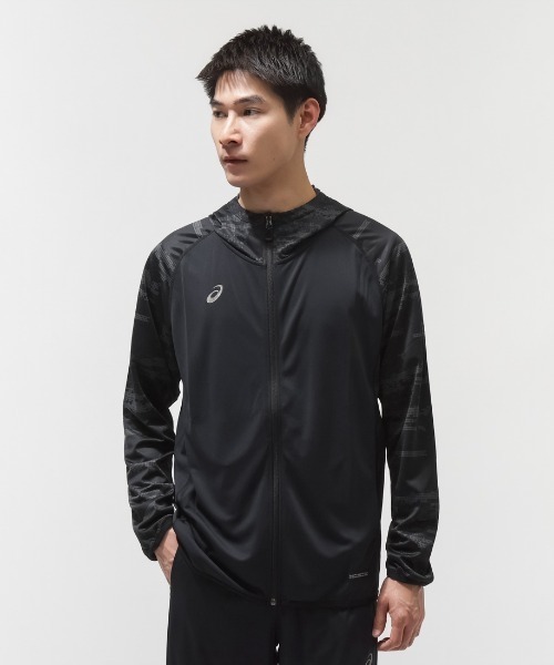 ASICS（アシックス）の「アシックス ASICS ヒートシールドサマーニットフーディー（ナイロンジャケット・メンズ・ブラック/ホワイト・L/LL/M）」の2枚目の写真