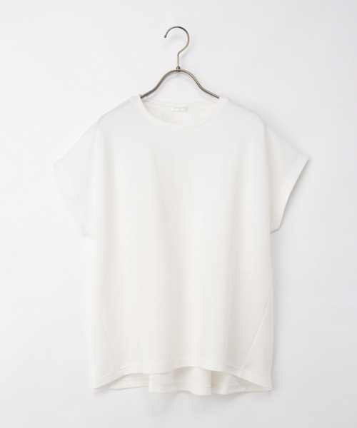 Honeys(ハニーズ)の「【ハニさら・接触冷感・UVカット・遮熱】後切替フレンチ袖Tシャツ(Tシャツ/カットソー・レディース・グレイッシュベージュ/ブラック/オフホワイト/レッド/ダークブルー・L/LL/M)」の20枚目の写真