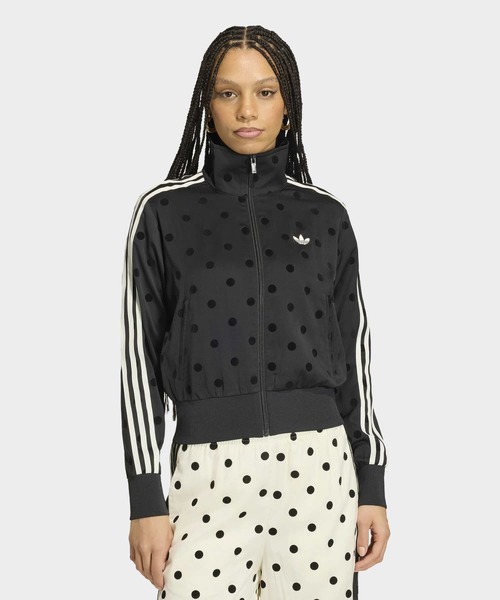 adidas サテン水玉TTトラックトップ ドット柄 ブラック ジャージ サテン水玉TTトラックトップ / ジャージ / トラックジャケット