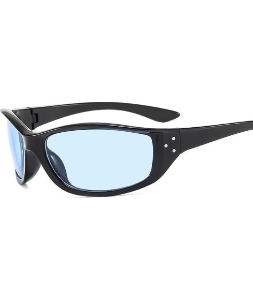 VIBGYOR（ヴィブジョー）の「ラップサングラス / カラーレンズサングラス ブラックフレーム Y2K 韓国系 古着MIX トレンドアイウェア ユニセックス(DAY)（サングラス・メンズ・ブラウン/ブルー・FREE）」の5枚目の写真