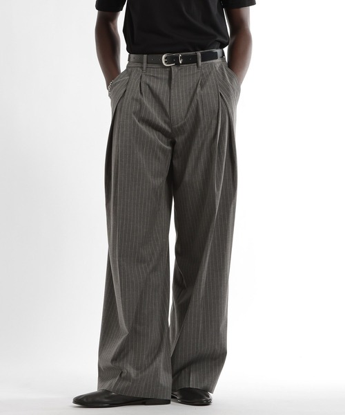 HARE（ハレ）の「【SET UP対応 接触冷感】ディープタックワイドストレートトラウザー(HARE)（スラックス・メンズ・ブルー/ブラック/グレー系その他/ブラウン/ストライプ・SMALL/MEDIUM）」の2枚目の写真