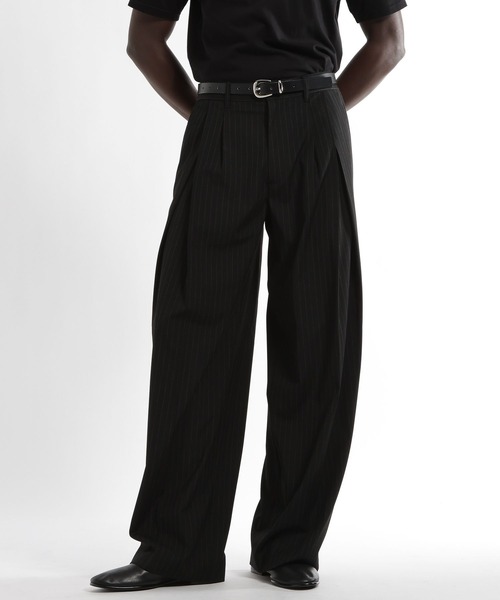 HARE（ハレ）の「【SET UP対応 接触冷感】ディープタックワイドストレートトラウザー(HARE)（スラックス・メンズ・ブルー/ブラック/グレー系その他/ブラウン/ストライプ・SMALL/MEDIUM）」の5枚目の写真