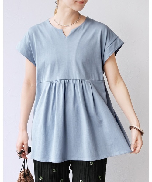 reca（レカ）の「Keyネックカットソー（Tシャツ/カットソー・レディース・ブルー系その他/アイボリー/ブラック・M）」の3枚目の写真