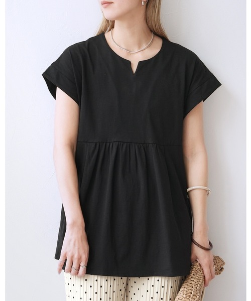 reca（レカ）の「Keyネックカットソー（Tシャツ/カットソー・レディース・ブルー系その他/アイボリー/ブラック・M）」の2枚目の写真