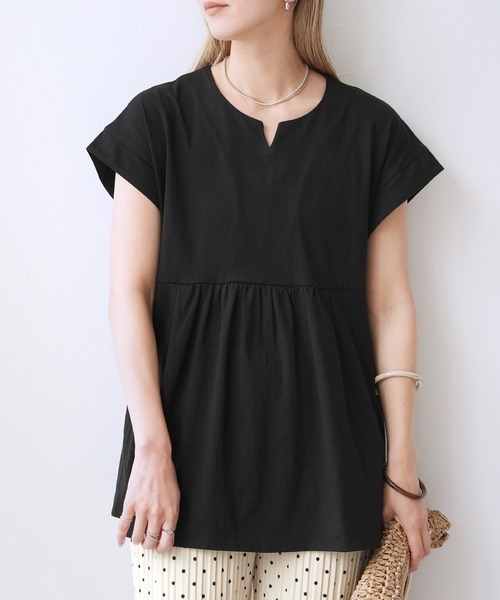 reca（レカ）の「Keyネックカットソー（Tシャツ/カットソー・レディース・ブルー系その他/アイボリー/ブラック・M）」の10枚目の写真