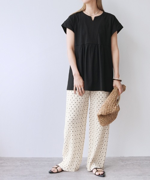 reca（レカ）の「Keyネックカットソー（Tシャツ/カットソー・レディース・ブルー系その他/アイボリー/ブラック・M）」の12枚目の写真