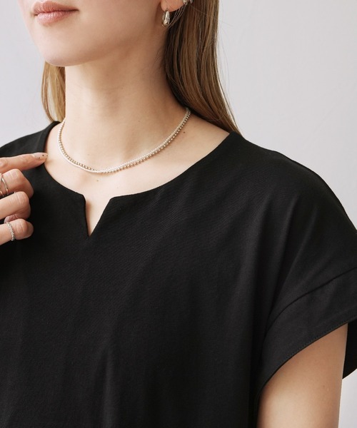 reca（レカ）の「Keyネックカットソー（Tシャツ/カットソー・レディース・ブルー系その他/アイボリー/ブラック・M）」の13枚目の写真