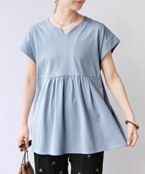 reca（レカ）の「Keyネックカットソー（Tシャツ/カットソー・レディース・ブルー系その他/アイボリー/ブラック・M）」の15枚目の写真