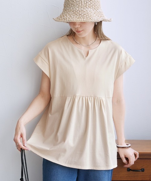 reca（レカ）の「Keyネックカットソー（Tシャツ/カットソー・レディース・ブルー系その他/アイボリー/ブラック・M）」の4枚目の写真