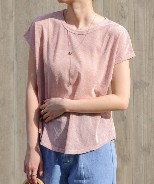 Bab(バブ)の「シアーベロアフレンチスリーブカットソー(Tシャツ/カットソー・レディース・チャコールグレー/オフホワイト/アイボリー/ブラック/ネイビー/オレンジ/ピンク/ブラウン/ブルー・MEDIUM)」の18枚目の写真