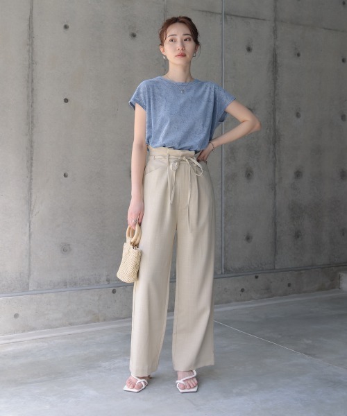 Bab(バブ)の「シアーベロアフレンチスリーブカットソー(Tシャツ/カットソー・レディース・チャコールグレー/オフホワイト/アイボリー/ブラック/ネイビー/オレンジ/ピンク/ブラウン/ブルー・MEDIUM)」の21枚目の写真