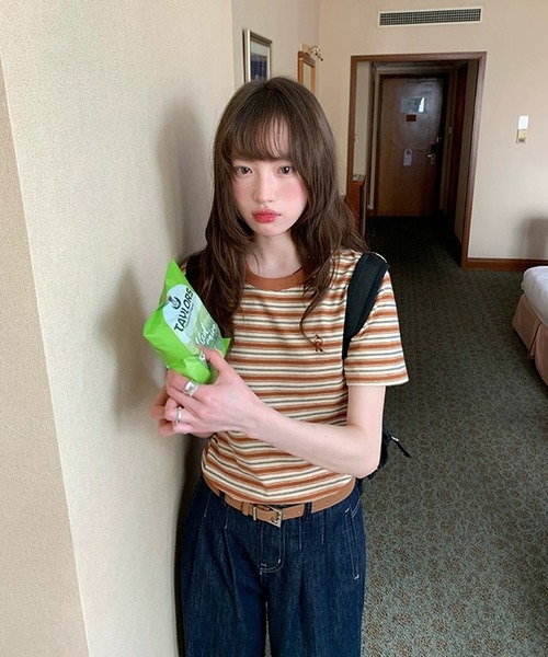 AsheKsha（アシクシャ）の「丸首半袖Tシャツ（Tシャツ/カットソー・レディース・カラフル・M）」の6枚目の写真