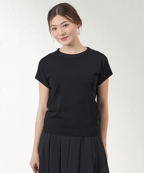 amaca(アマカ)の「【接触冷感・UV対策】ライトレーヨンストレッチ プルオーバー(Tシャツ/カットソー・レディース・ダークネイビー/ベージュ/ピンク系その他2・38)」の3枚目の写真