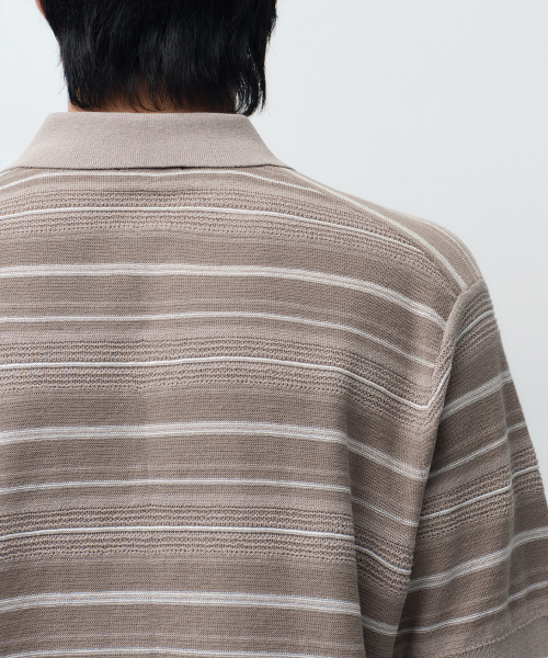 MUSINSA STANDARD（ムシンサスタンダード）の「マルチストライプカラー半袖ニット[ベージュ]（ニット/セーター・メンズ・その他・SMALL/MEDIUM/LARGE/X-LARGE/2XL）」の5枚目の写真