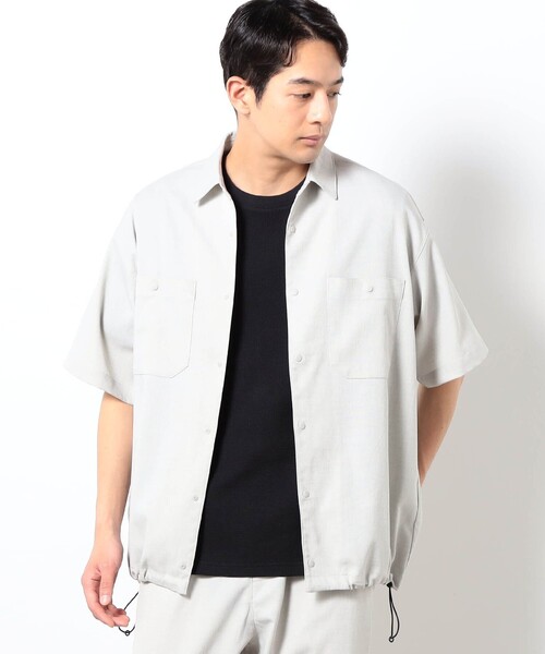 Grand PARK(グランドパーク)の「リネンライクポリエステルコードシャツ(シャツ/ブラウス・メンズ・ライトグレー/ネイビー/カーキ/チャコールグレー/オフホワイト・M/L)」の2枚目の写真