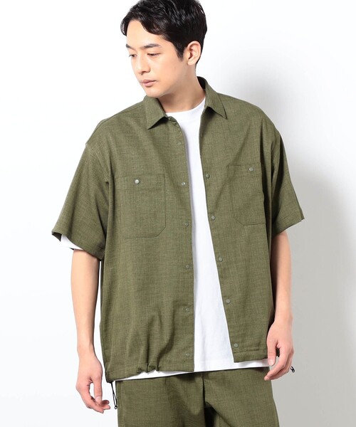 Grand PARK(グランドパーク)の「リネンライクポリエステルコードシャツ(シャツ/ブラウス・メンズ・ライトグレー/ネイビー/カーキ/チャコールグレー/オフホワイト・M/L)」の4枚目の写真