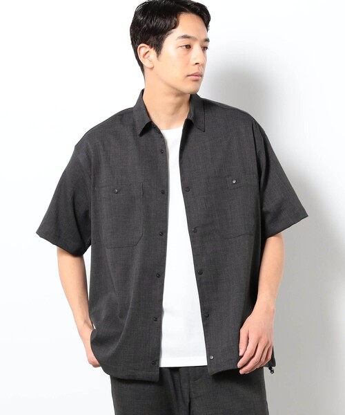 Grand PARK(グランドパーク)の「リネンライクポリエステルコードシャツ(シャツ/ブラウス・メンズ・ライトグレー/ネイビー/カーキ/チャコールグレー/オフホワイト・M/L)」の1枚目の写真