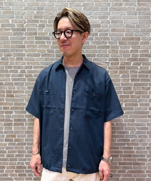 Grand PARK（グランドパーク）の「リネンライクポリエステルコードシャツ（シャツ/ブラウス・メンズ・ライトグレー/ネイビー/カーキ/チャコールグレー/オフホワイト・M/L）」の5枚目の写真