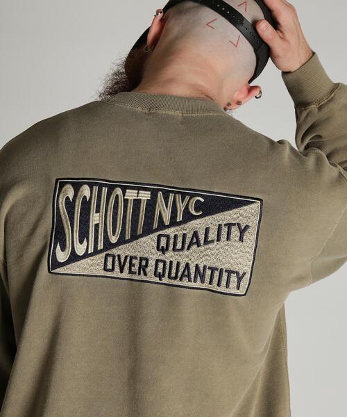 Schott(ショット)の「Schott/ショット/CREW SWEAT SQUARE Schott N.Y.C. EMB./クルー 刺繍スウェット スクエア ショット ニューヨーク(スウェット・メンズ・ブラック/ブラウン・2XL/M/XL/L)」の2枚目の写真