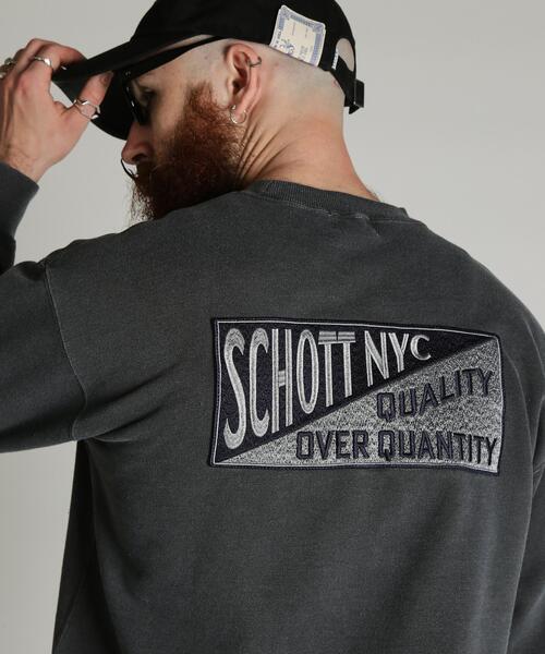 Schott(ショット)の「Schott/ショット/CREW SWEAT SQUARE Schott N.Y.C. EMB./クルー 刺繍スウェット スクエア ショット ニューヨーク(スウェット・メンズ・ブラック/ブラウン・2XL/M/XL/L)」の1枚目の写真