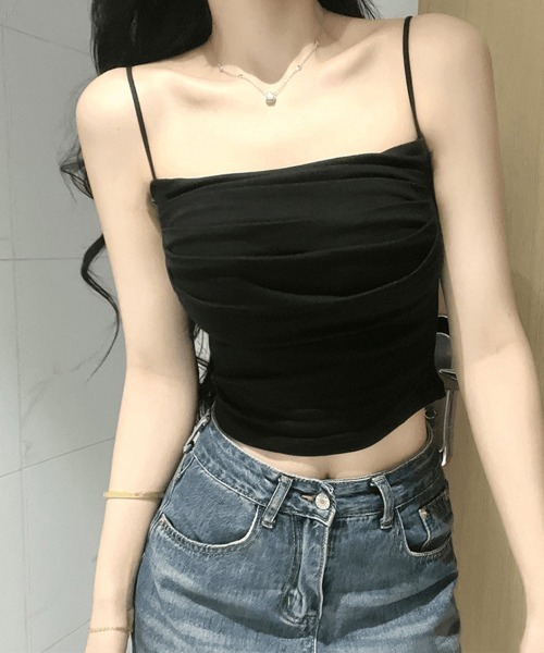 Miniministore(ミニミニストア)の「カップ付きキャミソール インナーギャザー(キャミソール・レディース・ライトブルー/ブラック/ホワイト/ピンク/ライトグレー/イエロー・FREE)」の10枚目の写真