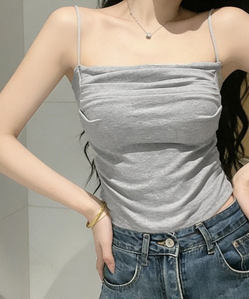 Miniministore(ミニミニストア)の「カップ付きキャミソール インナーギャザー(キャミソール・レディース・ライトブルー/ブラック/ホワイト/ピンク/ライトグレー/イエロー・FREE)」の13枚目の写真