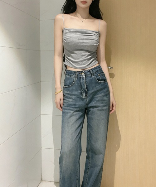 Miniministore(ミニミニストア)の「カップ付きキャミソール インナーギャザー(キャミソール・レディース・ライトブルー/ブラック/ホワイト/ピンク/ライトグレー/イエロー・FREE)」の14枚目の写真