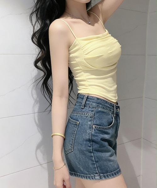 Miniministore(ミニミニストア)の「カップ付きキャミソール インナーギャザー(キャミソール・レディース・ライトブルー/ブラック/ホワイト/ピンク/ライトグレー/イエロー・FREE)」の16枚目の写真