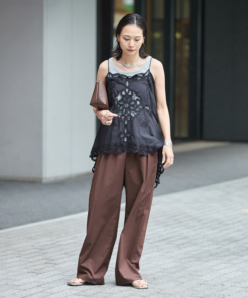 JOURNAL STANDARD（ジャーナルスタンダード）の「《追加3》【撥水/接触冷感/洗える/UVカット】リネンナイロンストレッチワイドパンツ（その他パンツ・レディース・ブラック/ブラウン系その他/グレー/ベージュ・34/36/38/40）」の11枚目の写真