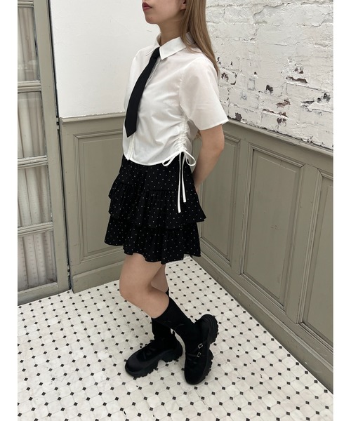 PHILLY（フィリー）の「《2点セット》ネクタイセット半袖ドロストシャツ（シャツ/ブラウス・レディース・ホワイト/サックスブルー/ピンク・FREE）」の9枚目の写真