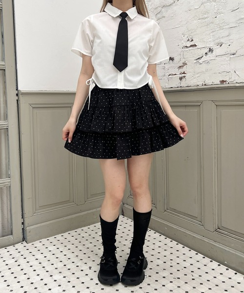 PHILLY（フィリー）の「《2点セット》ネクタイセット半袖ドロストシャツ（シャツ/ブラウス・レディース・ホワイト/サックスブルー/ピンク・FREE）」の8枚目の写真