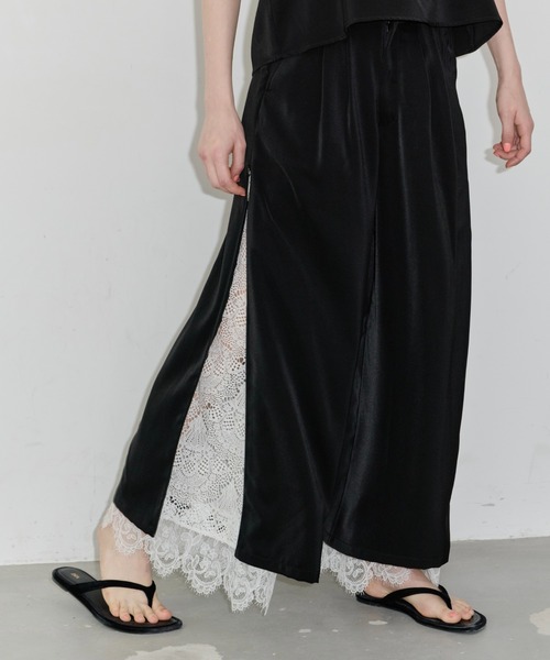 深スリットコンシール×レースデザインワイドパンツ（その他パンツ
