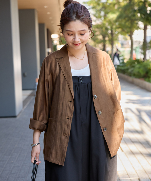JOURNAL STANDARD(ジャーナルスタンダード)の「《追加》ライトラフクロスジャケット(テーラードジャケット・レディース・ブラウン/ブラック・FREE)」の5枚目の写真