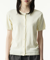TCM button half knit cardigan (lemon)
