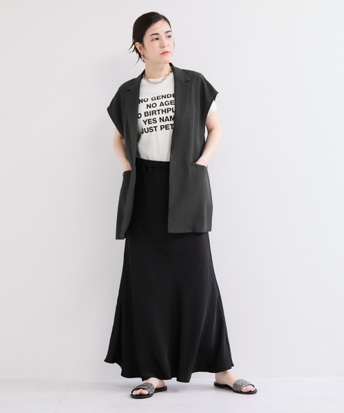 le cercle ADAM ET ROPE'(ルセルクルアダムエロペ)の「【セットアップ対応】タンブラーブッチャーノースリーブジャケット(その他アウター・レディース・ベージュ/チャコールグレー/ブラウン系その他・FREE)」の4枚目の写真