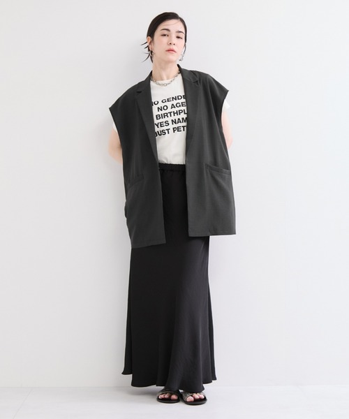 le cercle ADAM ET ROPE'(ルセルクルアダムエロペ)の「【セットアップ対応】タンブラーブッチャーノースリーブジャケット(その他アウター・レディース・ベージュ/チャコールグレー/ブラウン系その他・FREE)」の5枚目の写真