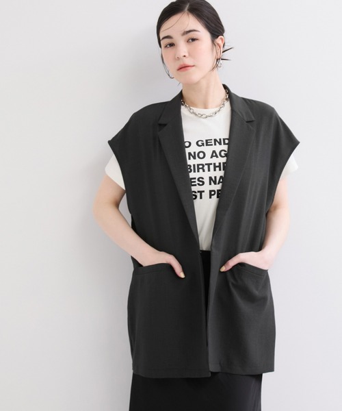 le cercle ADAM ET ROPE'(ルセルクルアダムエロペ)の「【セットアップ対応】タンブラーブッチャーノースリーブジャケット(その他アウター・レディース・ベージュ/チャコールグレー/ブラウン系その他・FREE)」の11枚目の写真